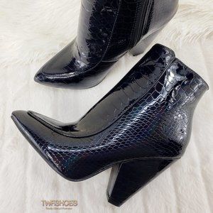 Black Modern 4" Cone Heel Ankle boots Restocked